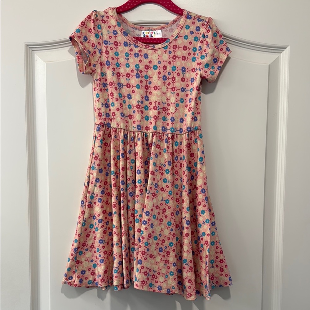 Floral Print Pink, Blue and Purple DDS Kids Dress